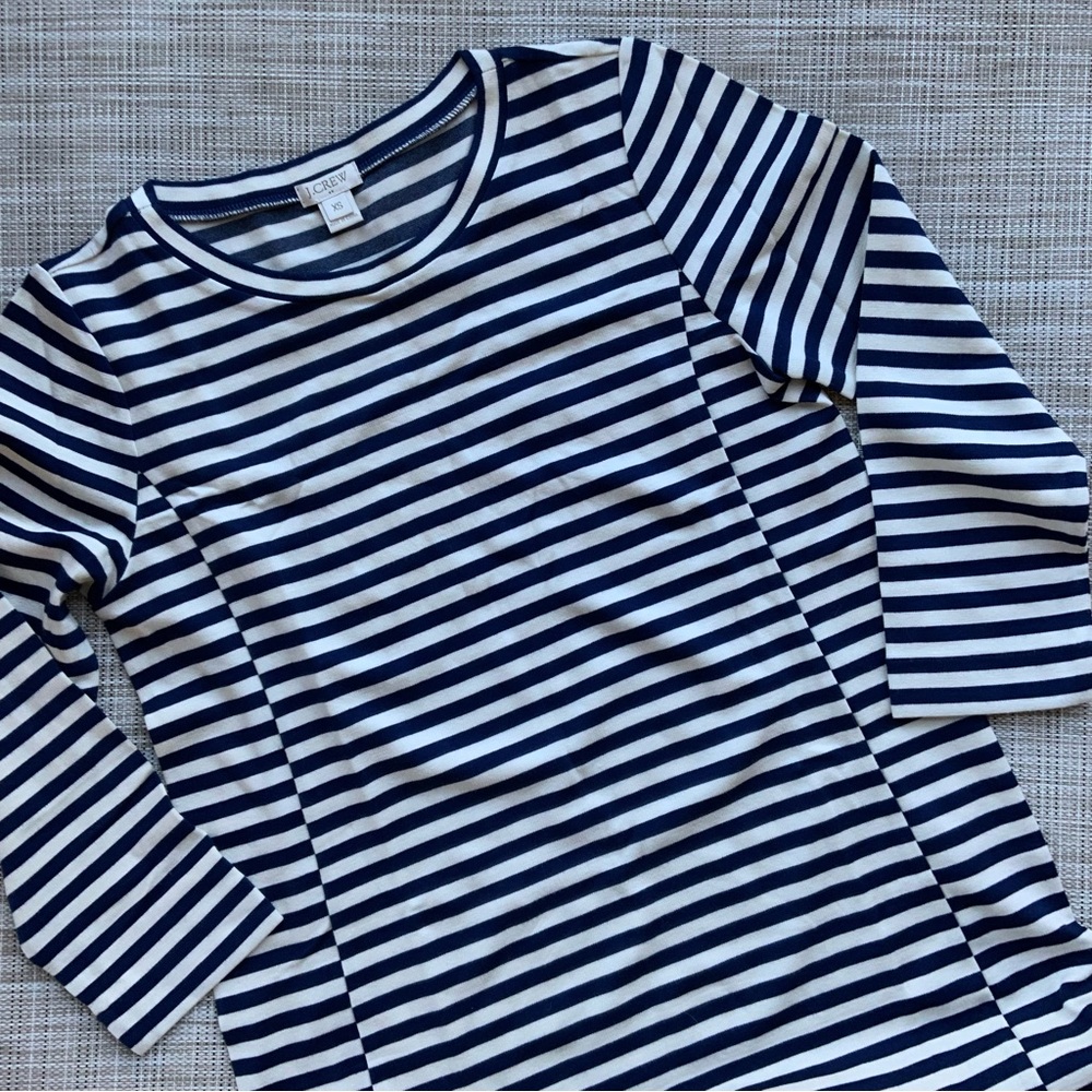 J. Crew Navy and White Striped Dress